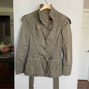 22 DECEMBER Olive Green Utility Jacket with Belted Waist, Size S